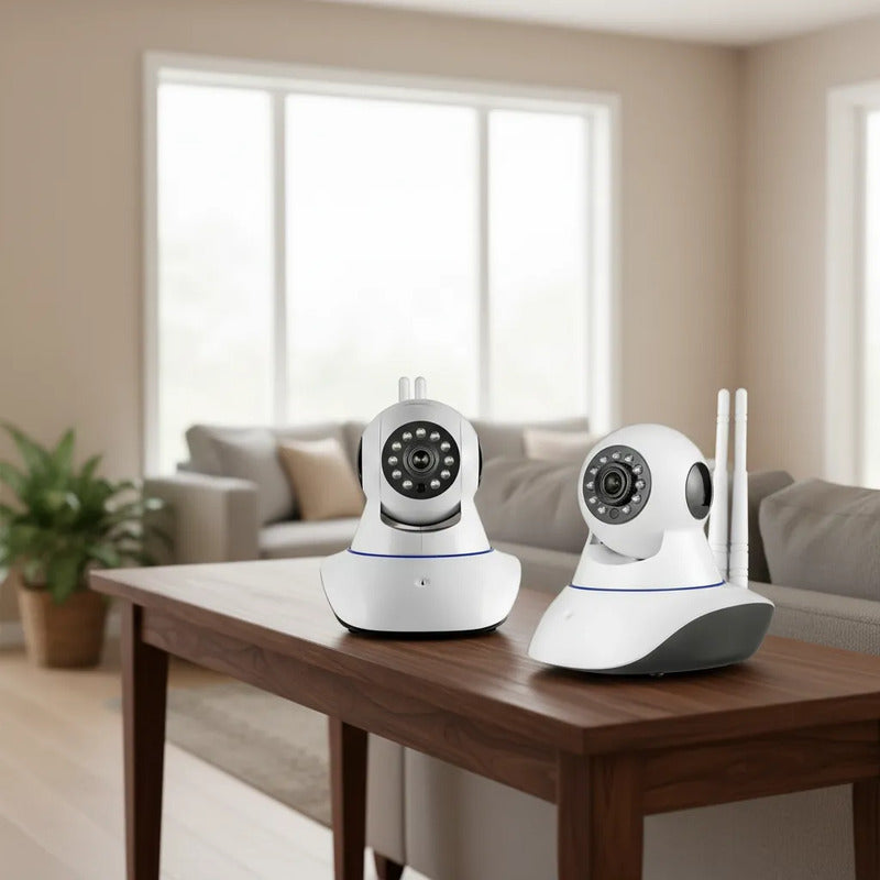 Pack X2 Camaras Vision Nocturna 360° Ip Wifi Hd Blanco