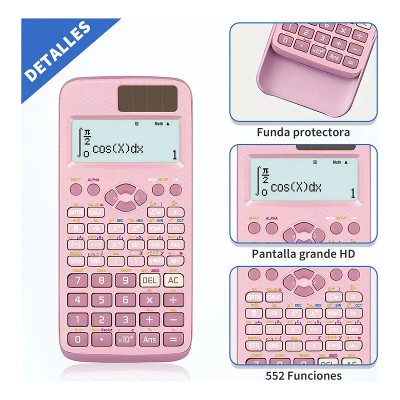 Calculadora Científica Con 417 Funciones Para Estudiantes, Rosa Rosa Claro