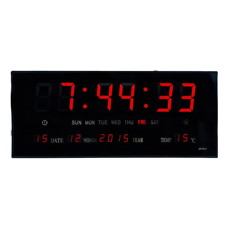 Reloj Digital Pared Led Fecha Temperatura + 35x15 Estructura Negro