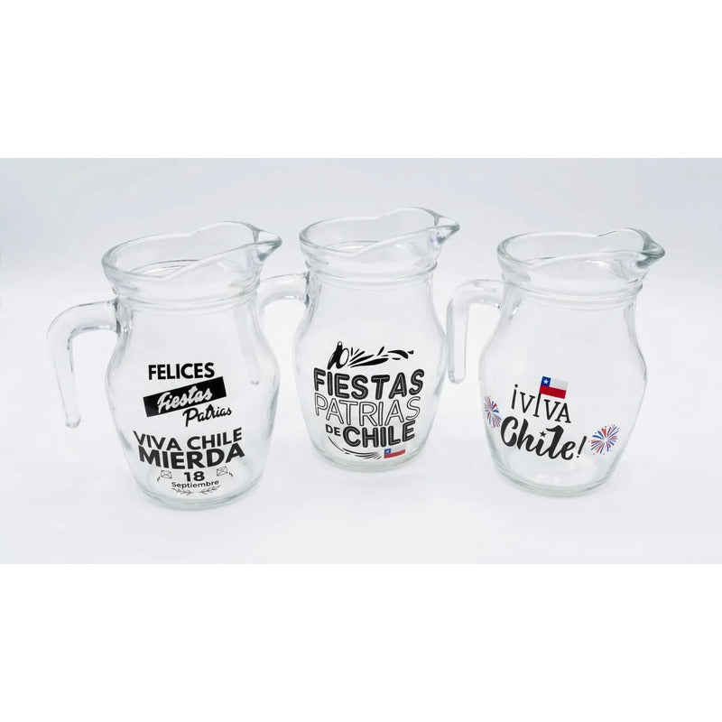 Set 6 Vasos Lorito Viva Chile 500ml Terremoto Fiesta Patrias Negros