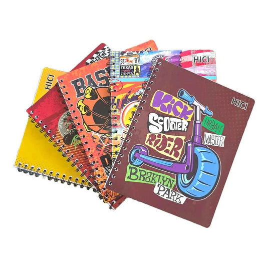 Pack X5 Cuadernos De 100 Hjs Surtidos Espiral 7mm Colegio Varon 1