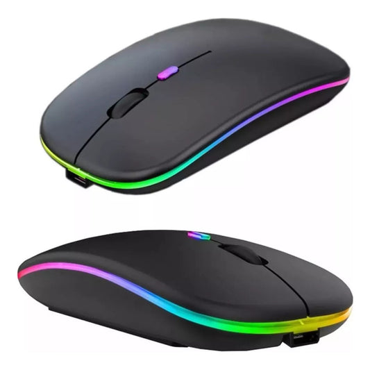 Mouse Inalámbrico 2.4 Plano Luz Rgb Mouse Con Luces Led