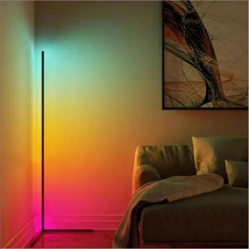 Lampara De Pie Con App Y Mando Moderna Led Rgb Con Control Blanco Negro
