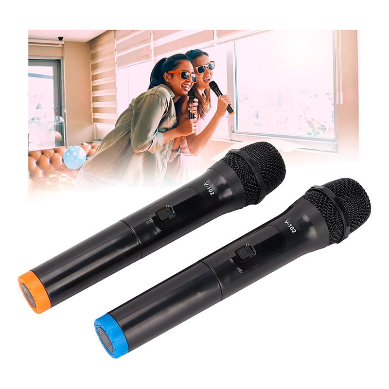 Pack X2 Microfonos Inalámbricos Karaoke Eventos Conferencias Negro