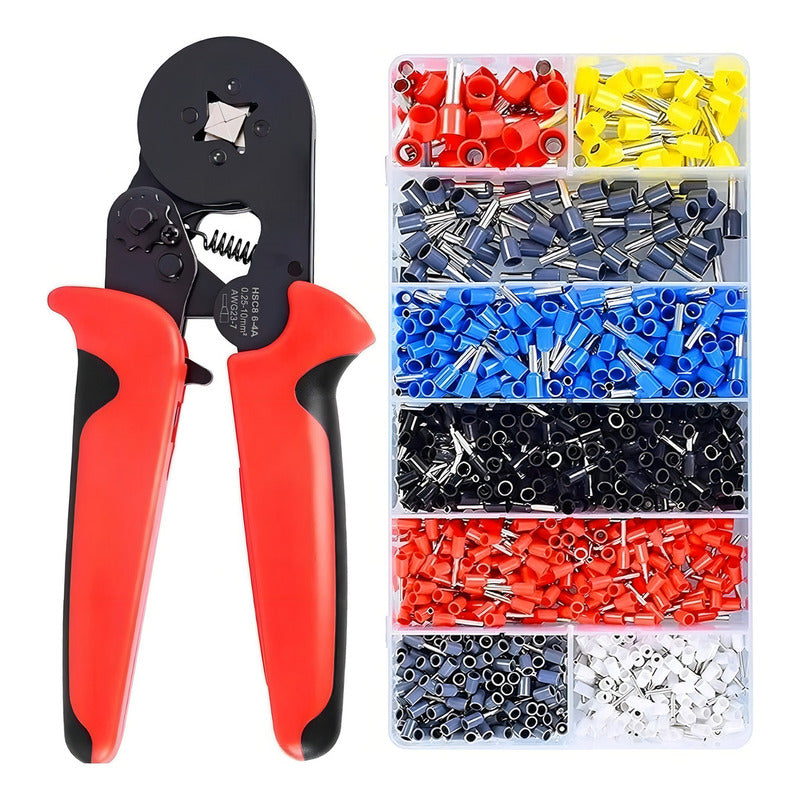 Set Alicate Crimpador + 1200 Terminales Pelacable Crimpadora