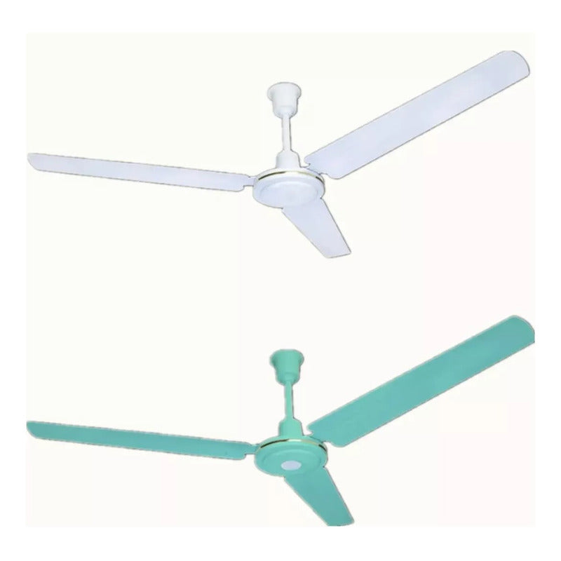 Pack X3 Ventiladores De Techo Metal 3 Aspas 142 Cm 1.42 M 50 Blanco Metálica 3