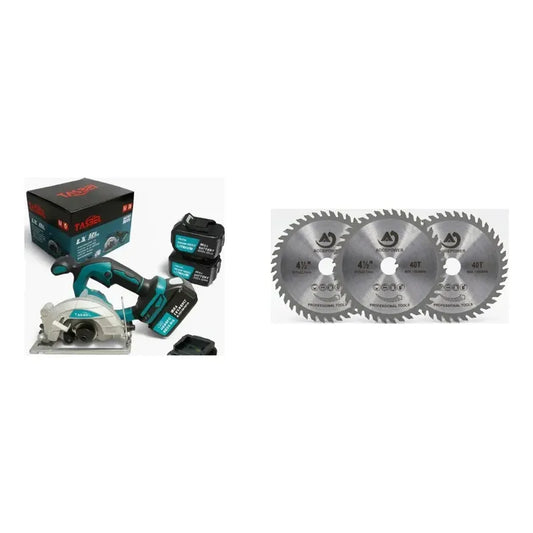 Kit Corte Pro: Sierra Circular Inalámbrica + 2 Baterías + Disco 50 Azul + 3 Discos 40d Madera 4,5''