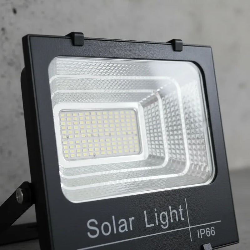 Foco Solar Led + Panel Solar Y Control Remoto 800w Exterior Negro Blanco Frío