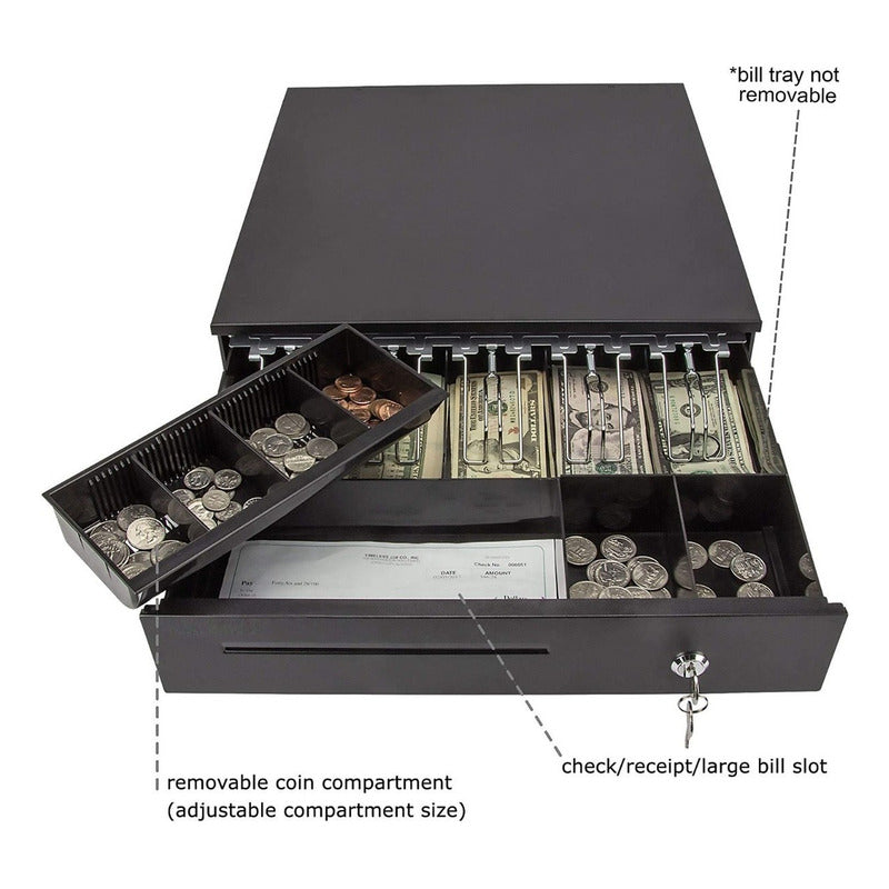 Caja De Gaveta Dinero Caja Registradora Negocio Llaves Rj11 Negro / Gaveta De Dinero Metálica Rj11 - 1938