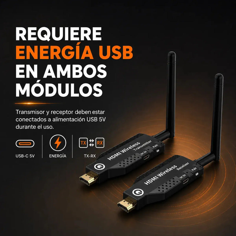 Hdmi Inalámbrico Transmisor Y Receptor 50 Metros Para Tv Pc Notebook Plug & Play