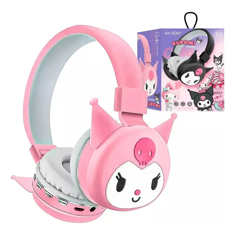 Audífonos Diadema Diferentes Personajes Bluetooth Ajustables Color Kuromi Negro