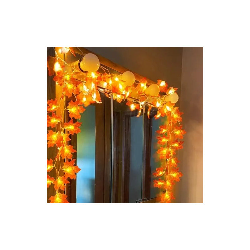 Luces Solar Guirnalda Hoja 30 Led Led Luz Cálida Navidad Cálida