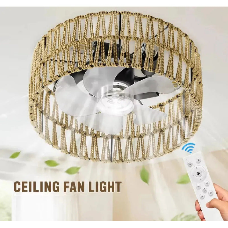 Ventilador De Techo Con Luz Y Control Remoto Diseño Rústico