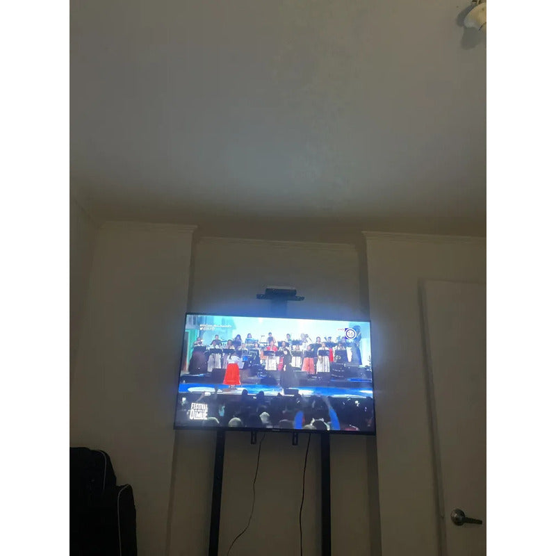 Soporte Madera Tv Movil Con Ruedas 32 A 70 Base Pedestal Negro