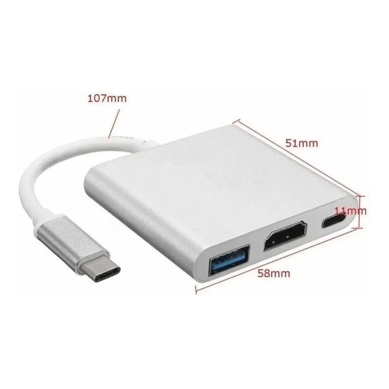 Adaptador Usb-c Hdmi 3 En 1 1hdmi, Usb Y Tipo C