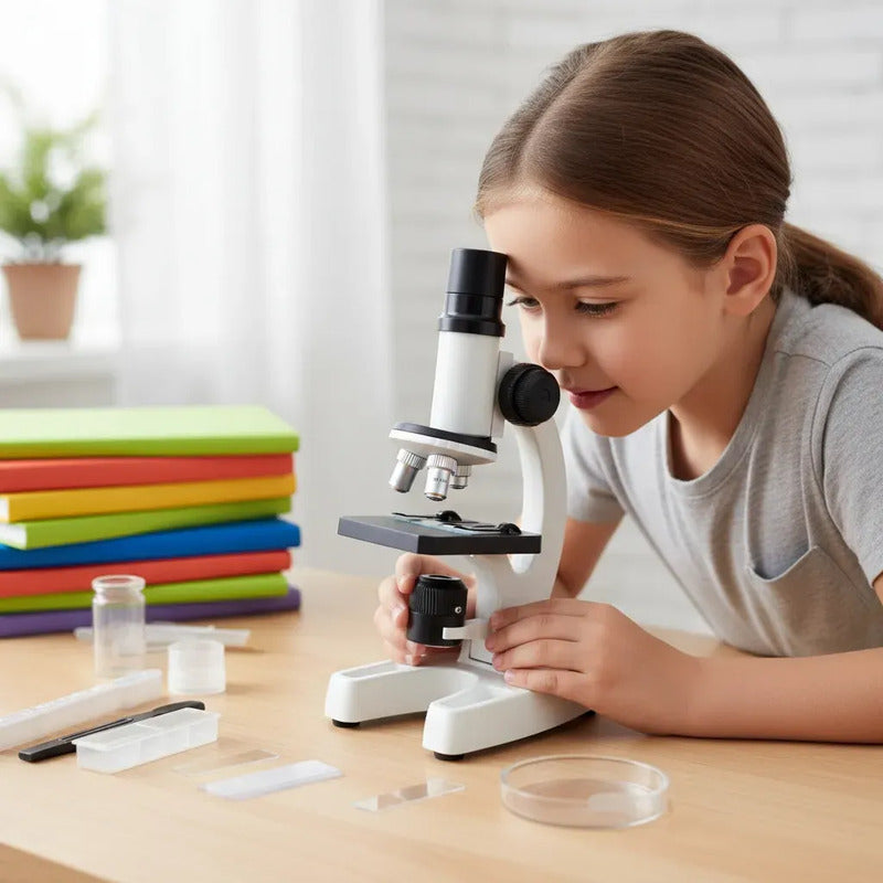 Microscopio Educativo Kit De Ciencia Para Niños Juguete Blanco