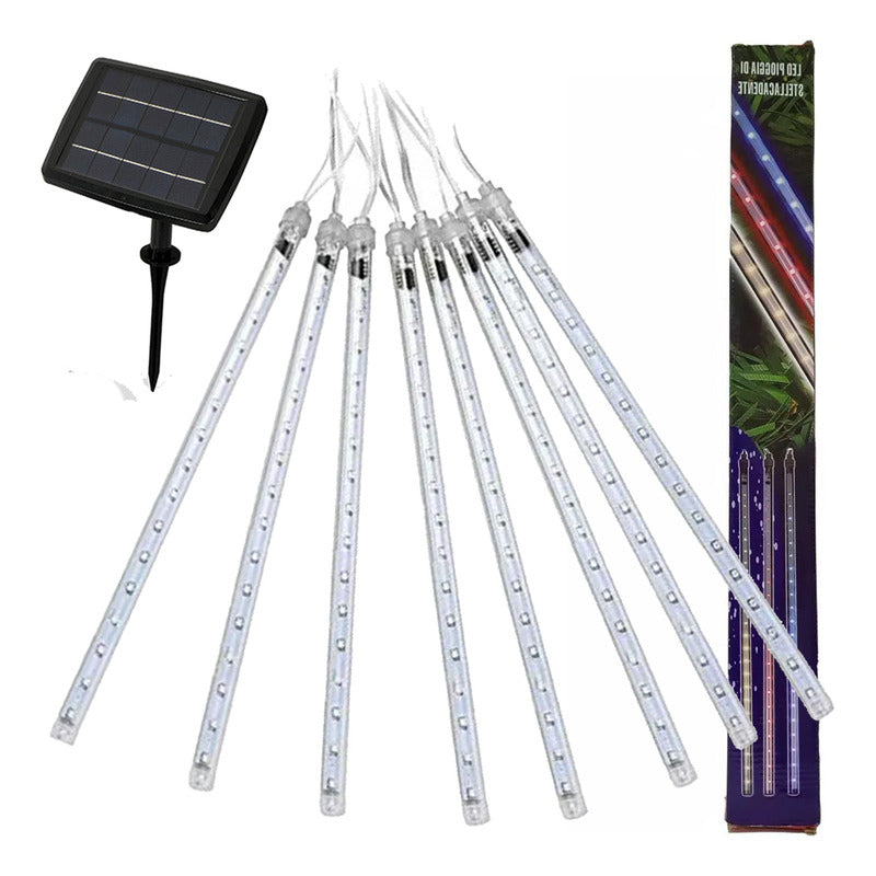 Luces Tubo Solar Led Guirnalda Lluvia De Meteoritos Exterior Azul