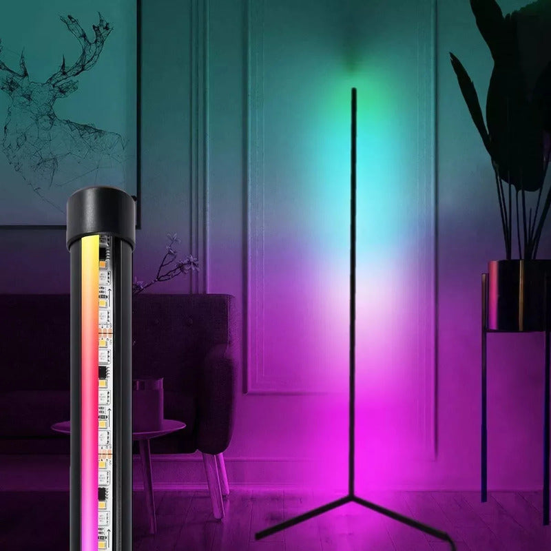 Lampara De Pie Con App Y Mando Moderna Led Rgb Con Control Blanco Negro