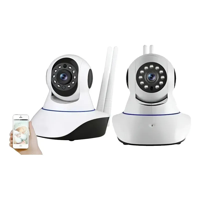 Pack X2 Camaras Vision Nocturna 360° Ip Wifi Hd Blanco