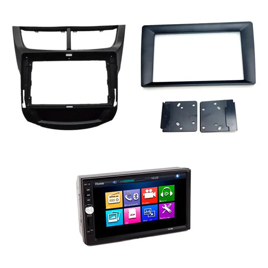 Kit Radio Sail: Bisel Chevrolet New Sail 9 + Radio 2 Din Mirror Link + Adaptador 9 A 7