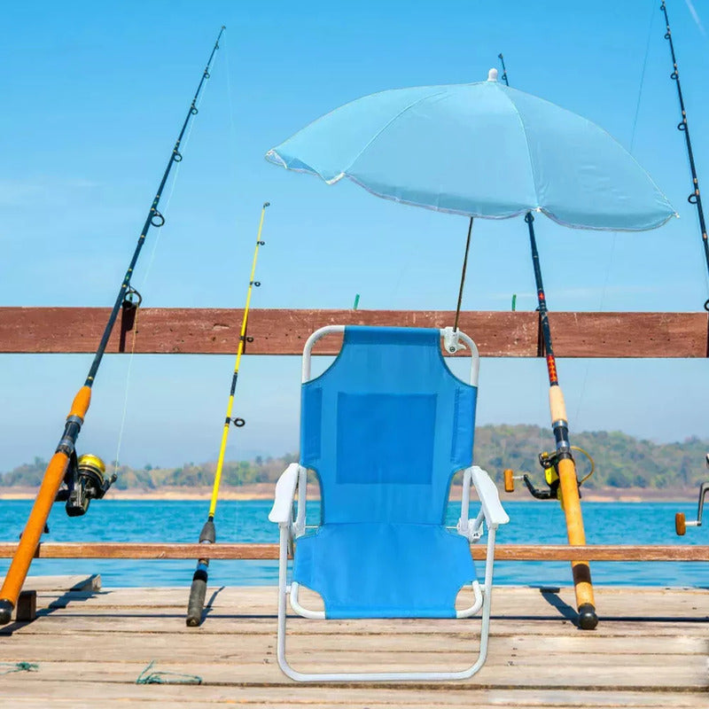 Silla Plegable Camping Animales Niños, Con Sombrilla