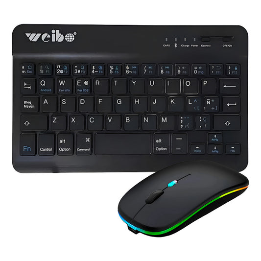 Kit Mouse Y Teclado Bluetooth Inalámbrico Español Recargable