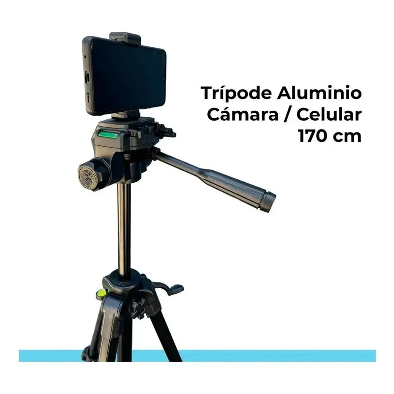 Trípode Aluminio 1.7mts Profesional Compatible Celular Camar Negro