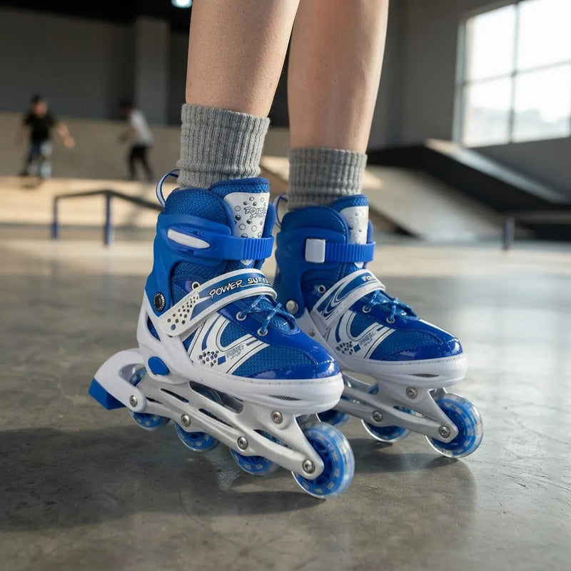 Patines 4 Ruedas Ajustable Para Niños Niñas Roller Artístico L 38 39 40 41 60 Mm Azul