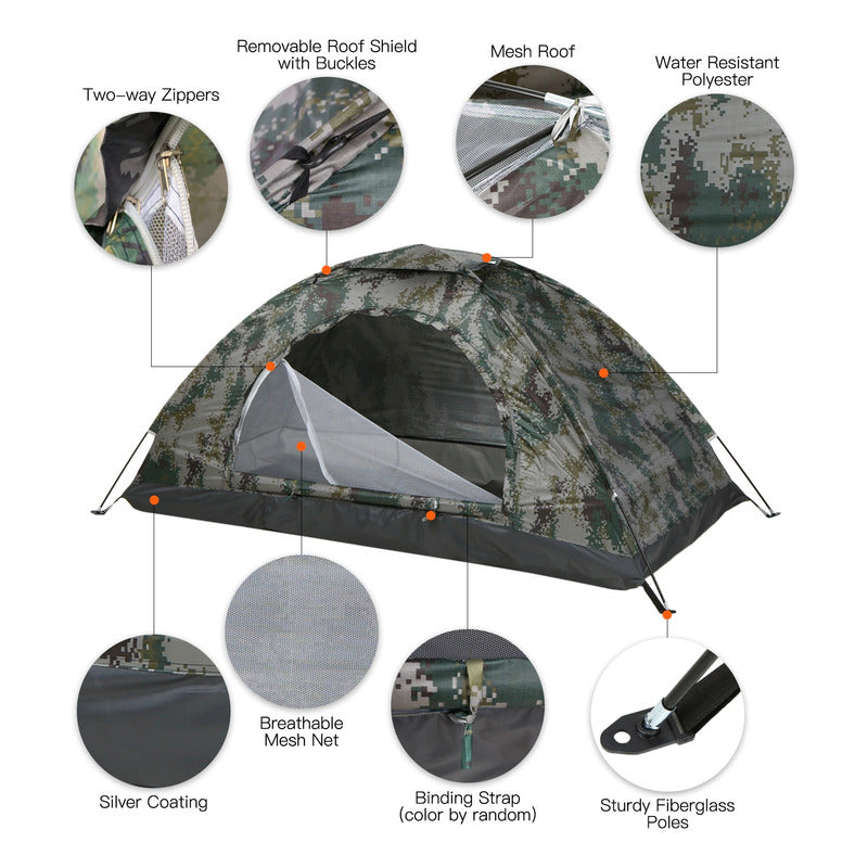 Carpa De Camping Acampar Con Mosquitero Proteccion Uv 3 Pers Negro