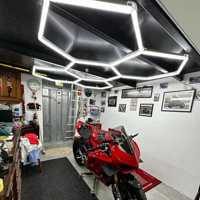 Lámpara Led Hexagonal 6500k Blanco Frío Talleres Restaurante