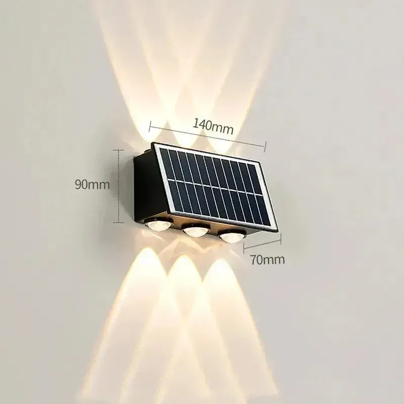 Aplique Solar Para Muro Diseño Moderno Luz Cálida Exterior Negro