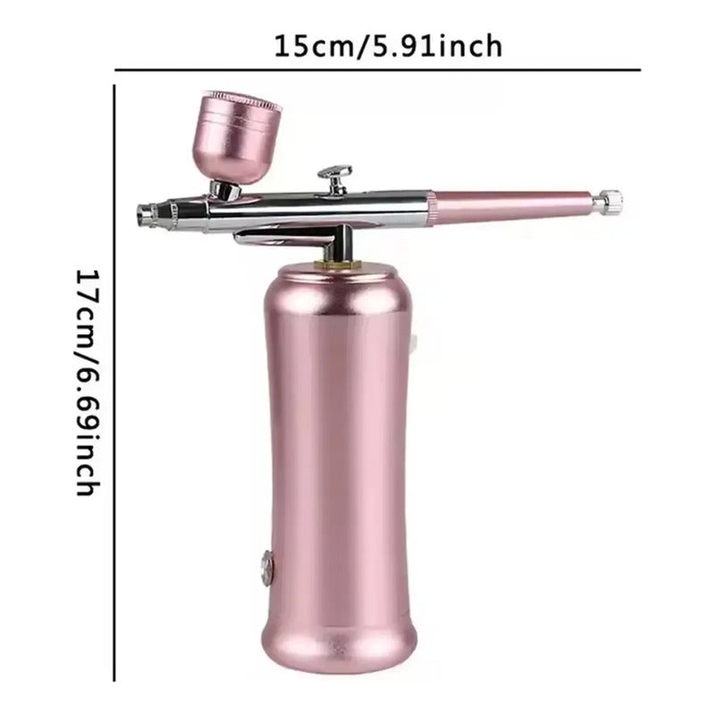 Aerógrafo Compresor Inalámbrico Recargable 30psi Profesional Rosado