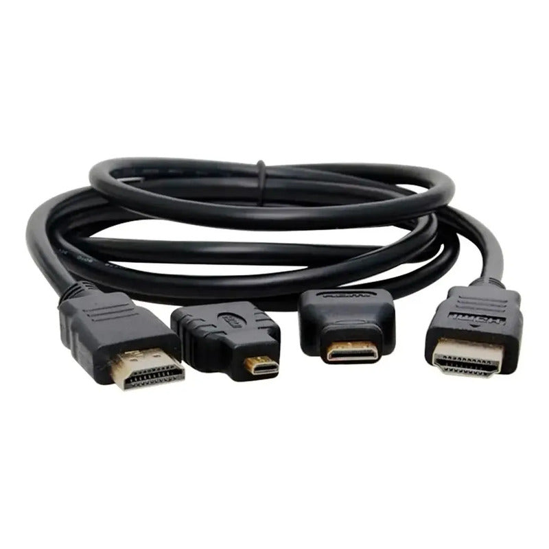 Cable Hdtv 3 En 1, Hdmi Con Adaptadores Mini Hd Y Micro Hd