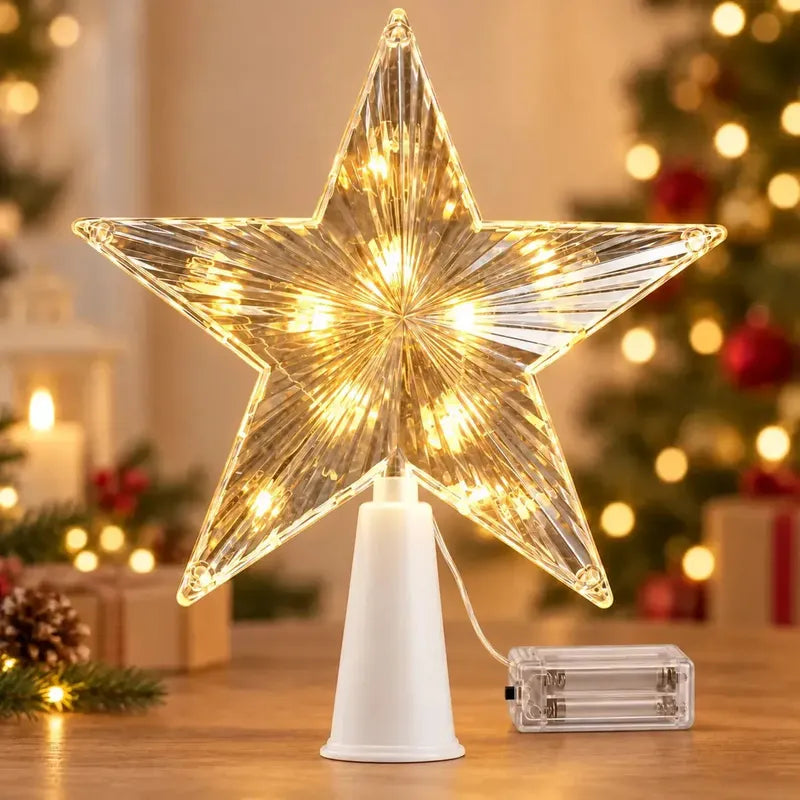 Estrella Navidad Led Calida 19cm Punta Arbol Decorativa
