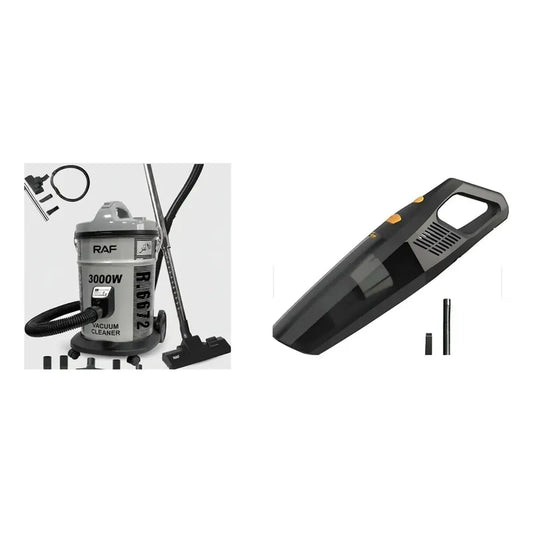 Kit Limpieza Pro: Aspiradora 3000w Acero Inoxidable Gris Oscuro + Aspiradora Automóvil Portátil Dorado