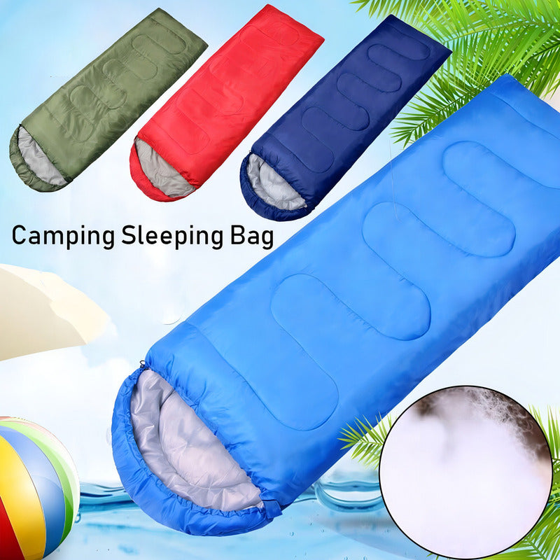 Saco De Dormir Camping Gorro Playa Cabaña Algodón 950g Color Azul Derecho