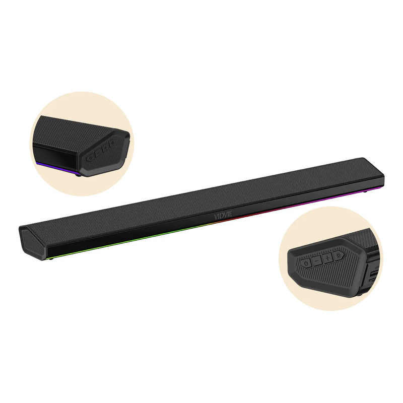 Barra De Sonido Recargable Bt Led Vidvie 80cm Sp931 Soundbar Negro