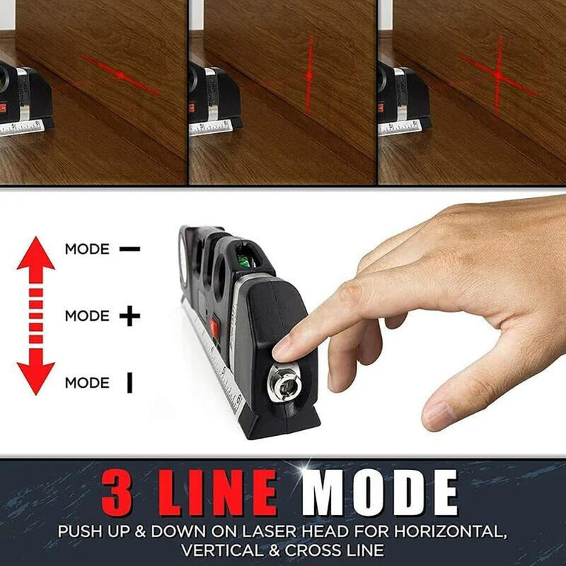 Fixit Nivel Laser 3 Burbujas Cinta Métrica Regla Cruz Horizontal Vertical Negro