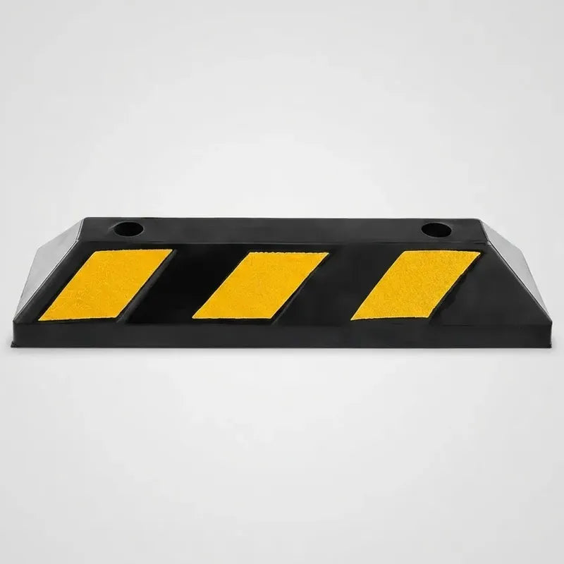 Pack X2 Tope Estacionamiento Negro Amarillo + Pernos Anclaje Negro
