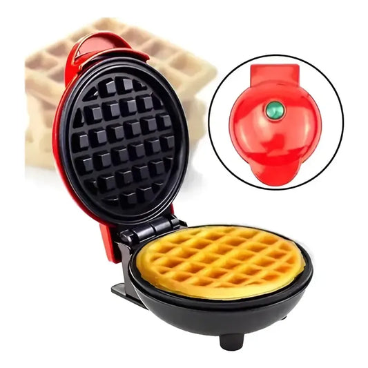 Maquina Mini Wafles Eléctrica Waflera Redonda De Repostería Rojo