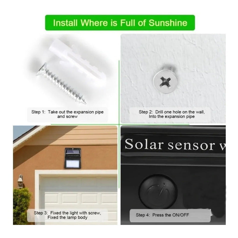 Aplique Solar 30 Led, Mas Led Q Otros Modelos,ip65 Exterior