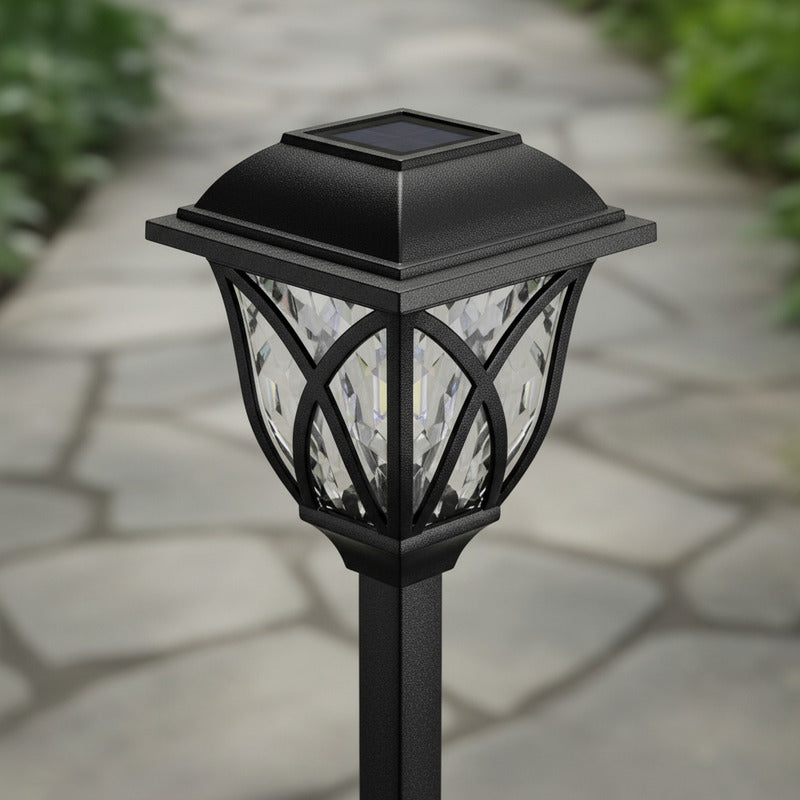 Pack 6 Luces Solares Jardín Estaca Con Sensor Estilo Ingles Color Negro