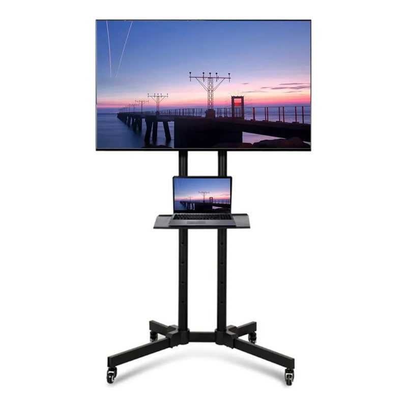 Soporte Tv Base Pedestal Rueda Televisores Movil 32 A 65p D Color Negro