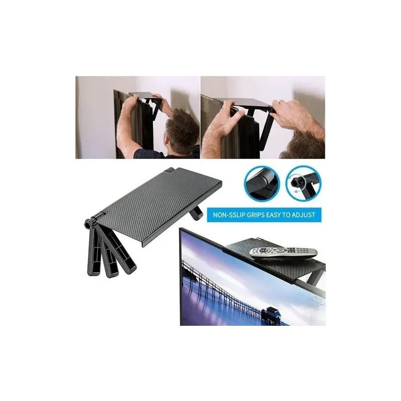 Soporte Repisa Plegable Para Decodificador Parte Superior Tv Negro