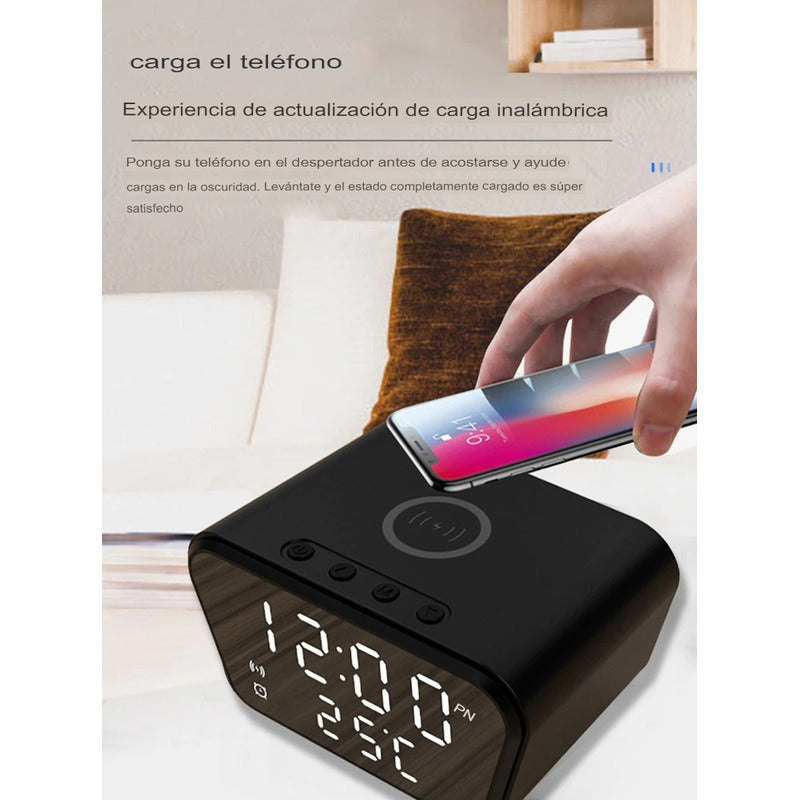 Reloj Despertador Con Cargador Inalámbrico Y Termómetro