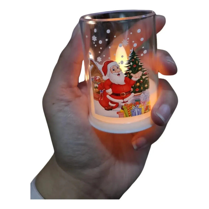 Pack X4 Vela Led Decorativa De 7 Cms. 4 Diseños Navideños Transparente Con Diseño Diseños Navideños (papá Noel, Árbol De... Transparente Con Diseño | Diseños Navideños (papá Noel, Árbol De...