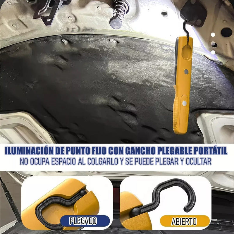 Lampara Luz Led De Trabajo Con Gancho De Colgar E Iman Amarillo