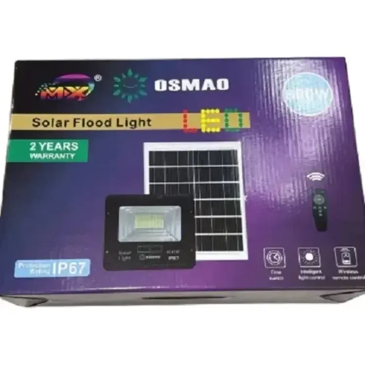 Foco Solar Led + Panel Solar Y Control Remoto 800w Exterior Negro Blanco Frío