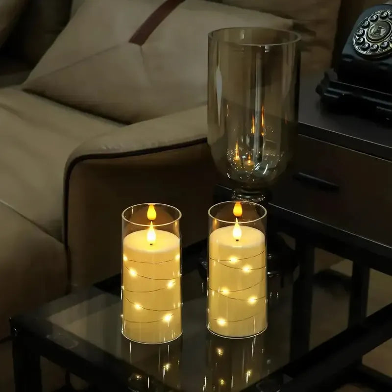 Pack X3 Velas Led Pilas Efecto Llama Decorativas Luz Calida Amarillo