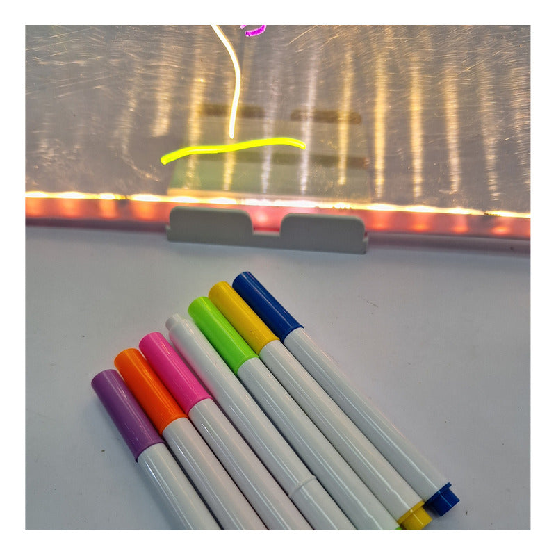 Pizarra Acrílica Luz Led Usb De Borrado En Seco Con Soporte